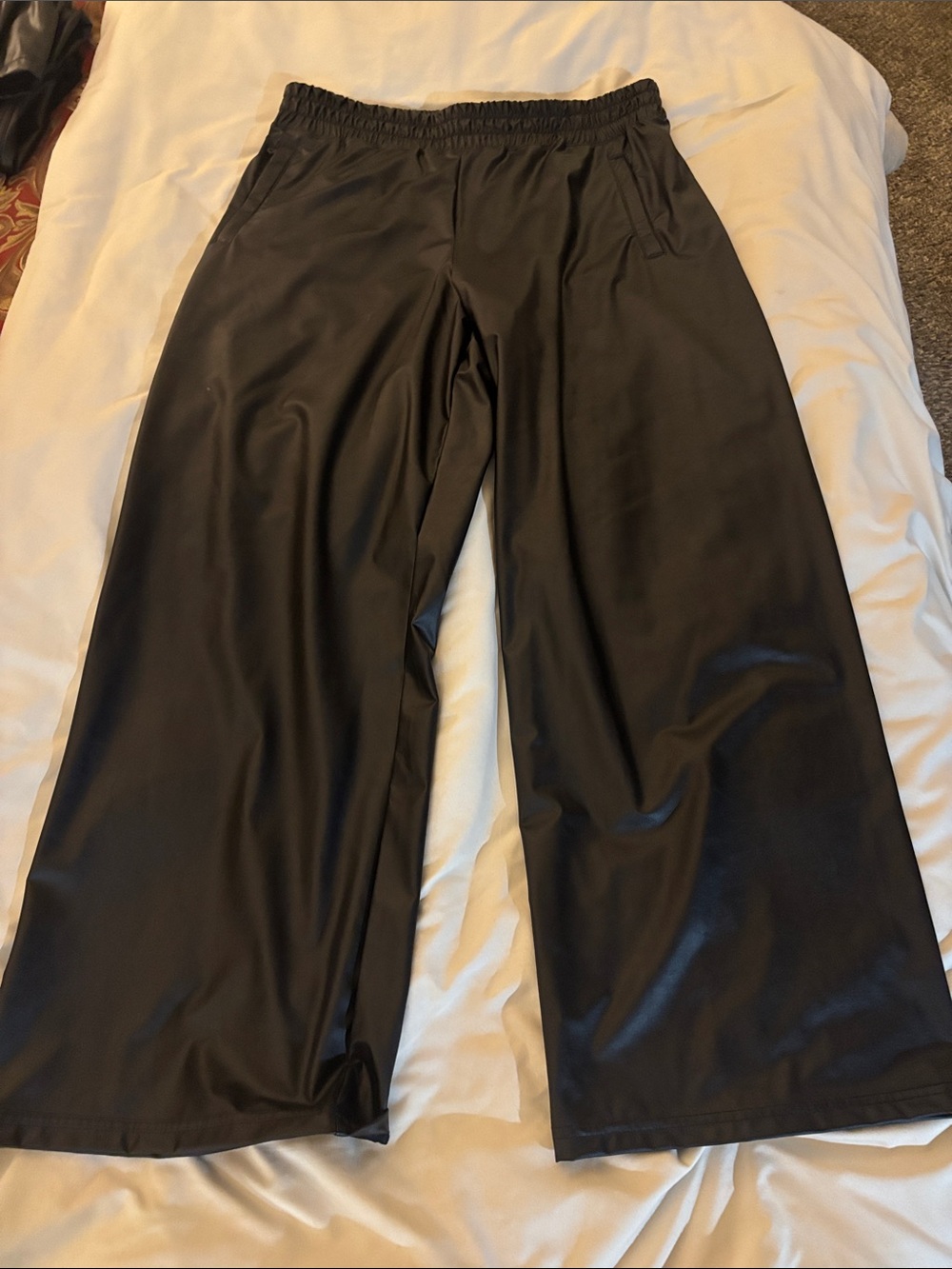Wide Leg Black Women's Pants - Elastic Waist